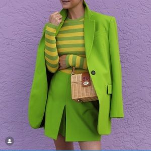 ZARA Oversized Blazer Lime Green